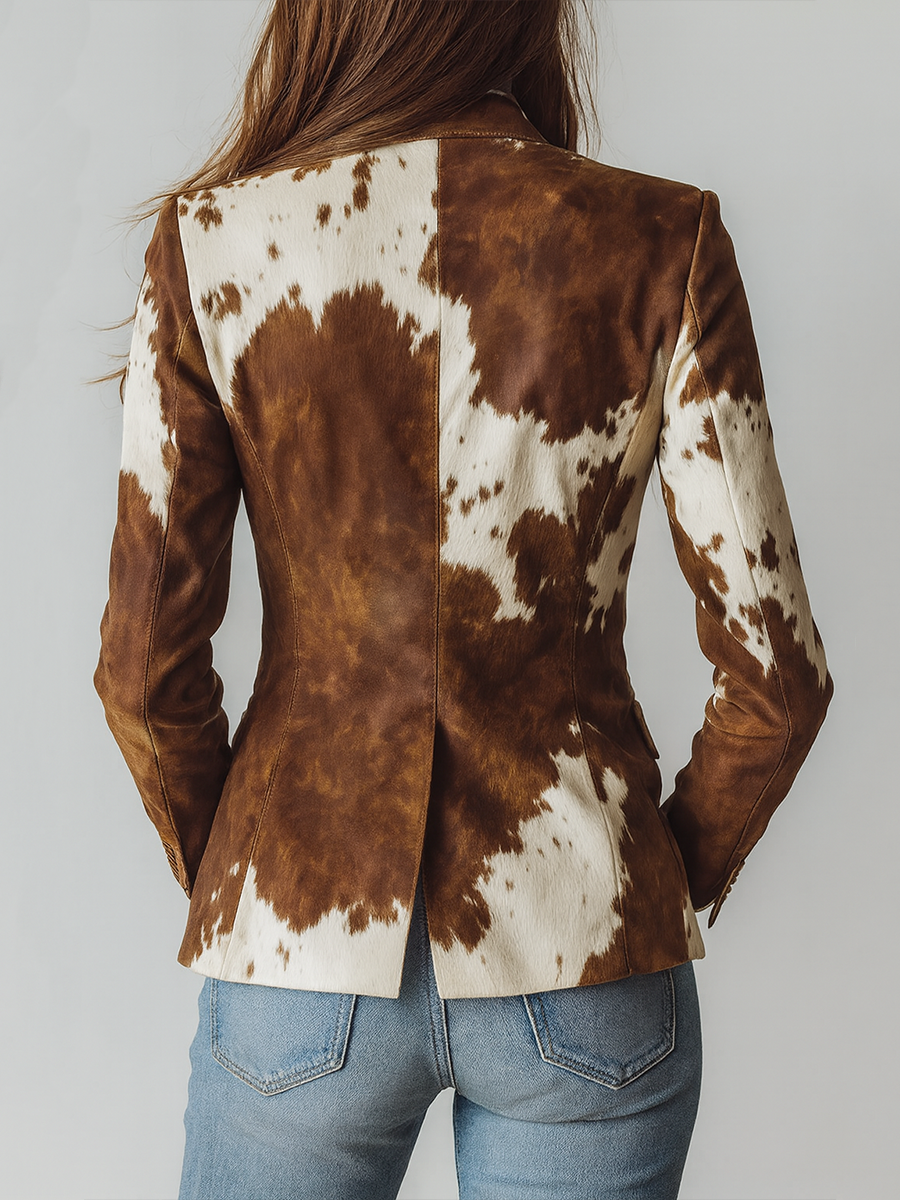 Elara | Blazer Vintage Stampato Mucca Eco-responsabile