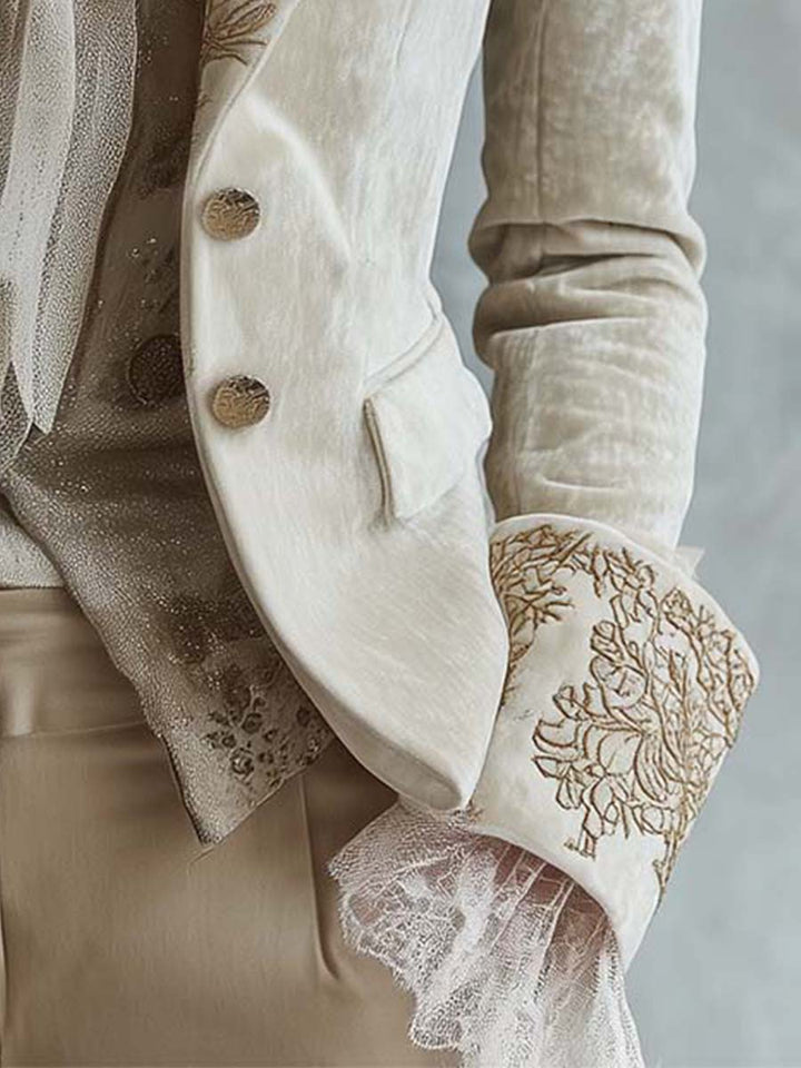 Liora | Blazer Sartoriale da Donna Avorio Ricamato
