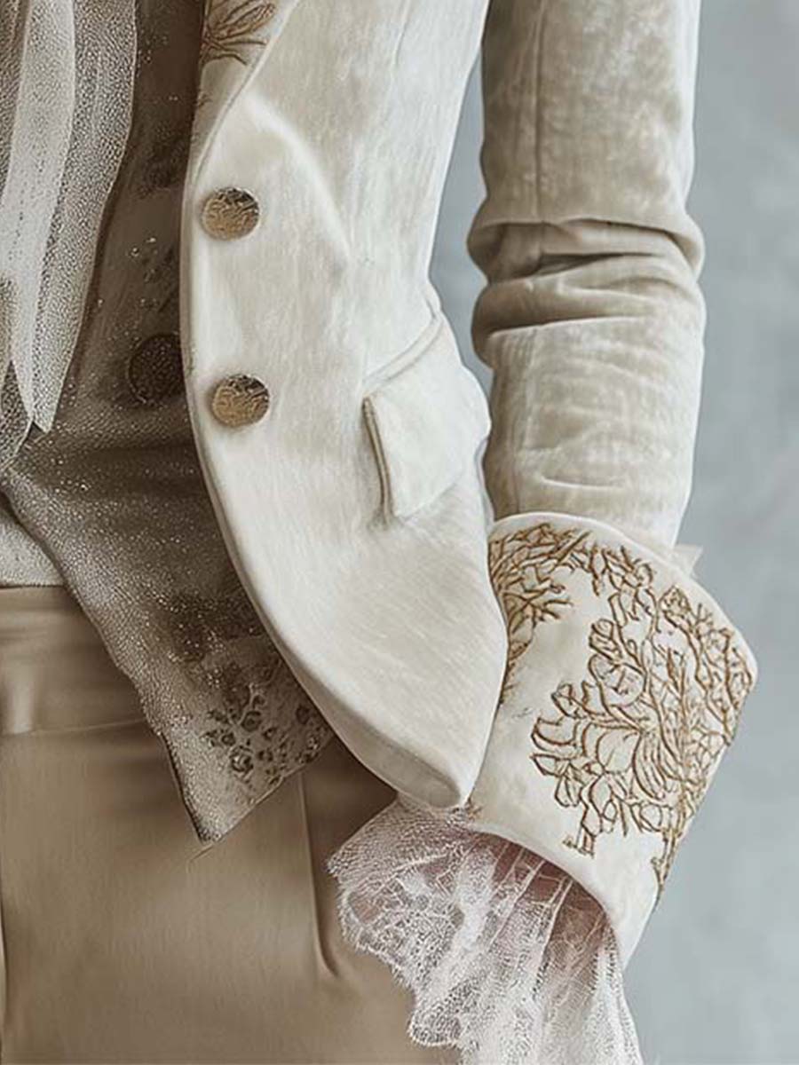 Adela | Blazer Tailleur Ricamato Avorio