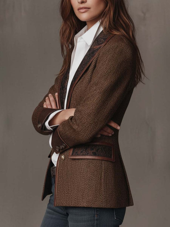 Siena | Blazer con Inserti a Chevron Stampati