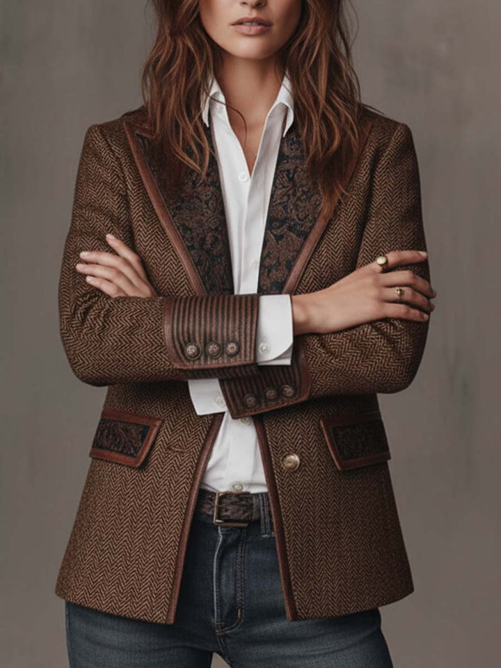 Siena | Blazer con Inserti a Chevron Stampati