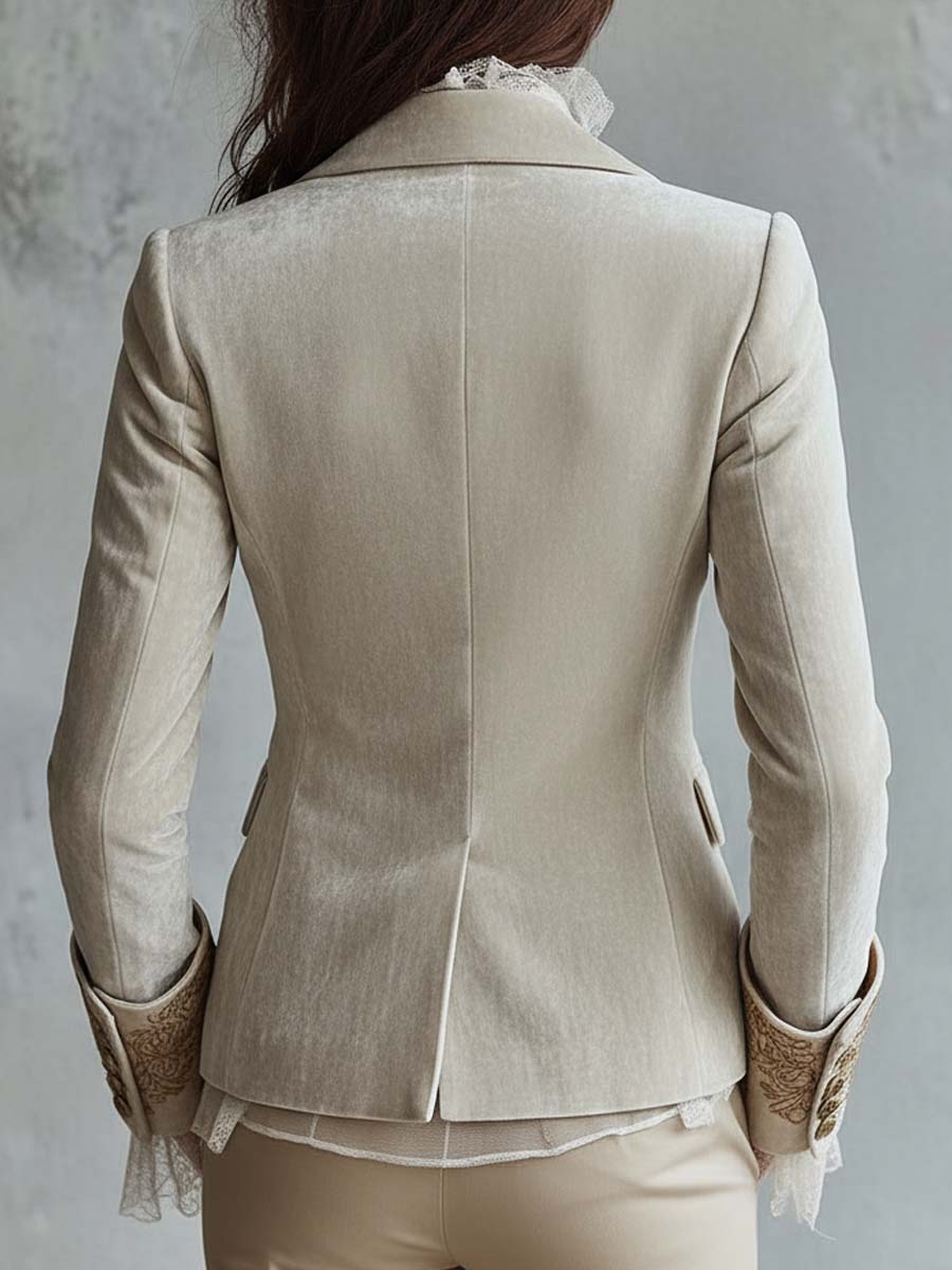 Liora | Blazer Sartoriale da Donna Avorio Ricamato