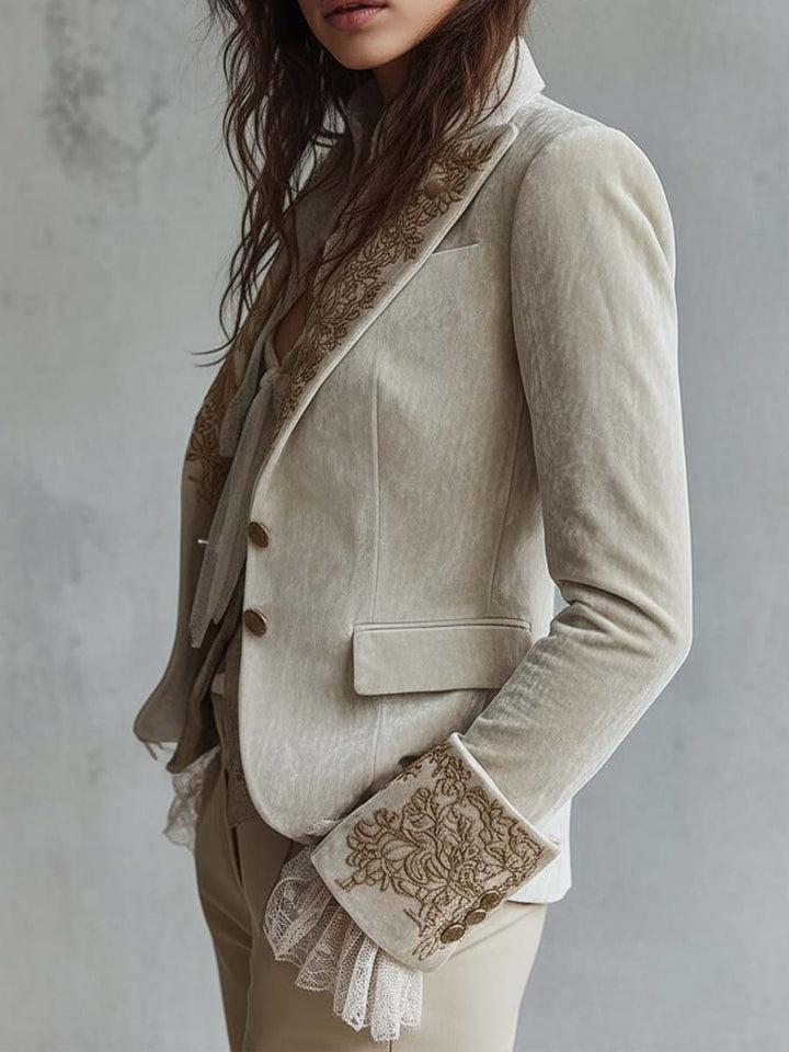 Liora | Blazer Sartoriale da Donna Avorio Ricamato
