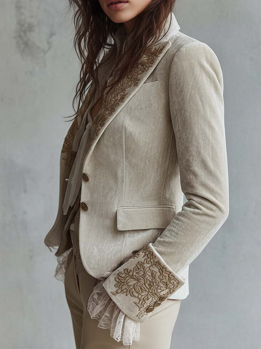 Adela | Blazer Tailleur Ricamato Avorio