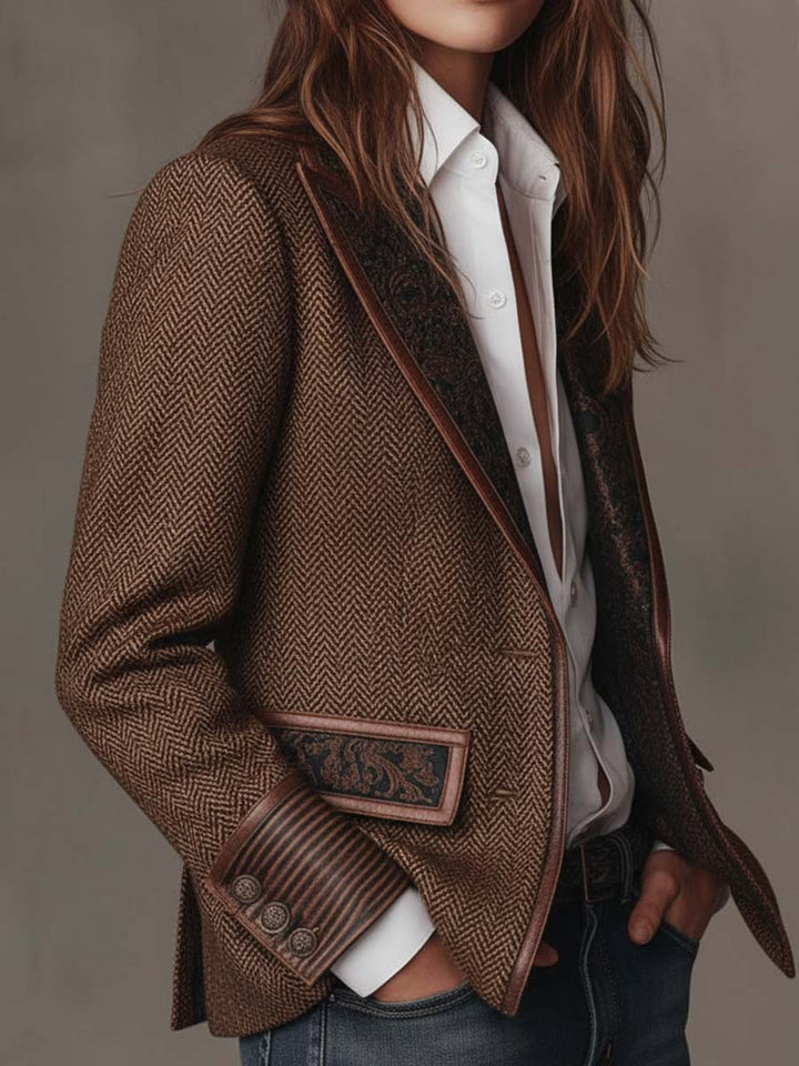 Siena | Blazer da donna a spina di pesce con pannelli stampati