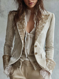 Liora | Blazer Sartoriale da Donna Avorio Ricamato