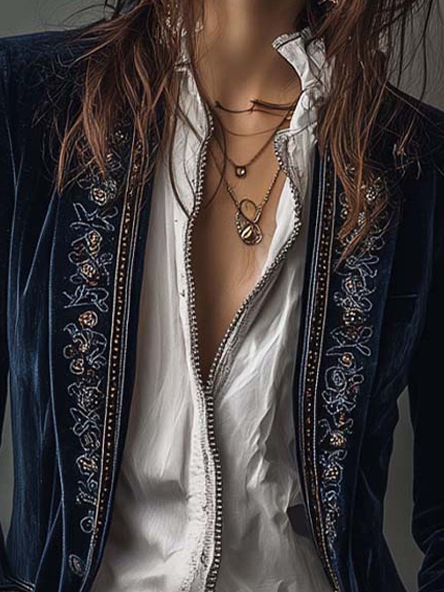 Viona | Giacca Lunga Vintage Ricamata