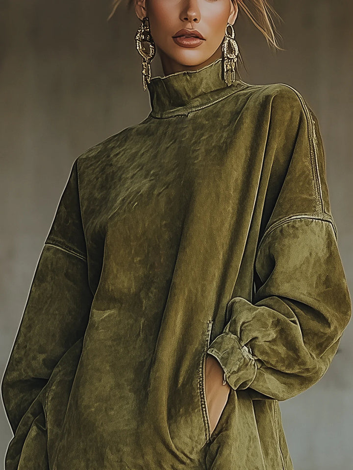 Aurea | Vestito con colletto alto e frange