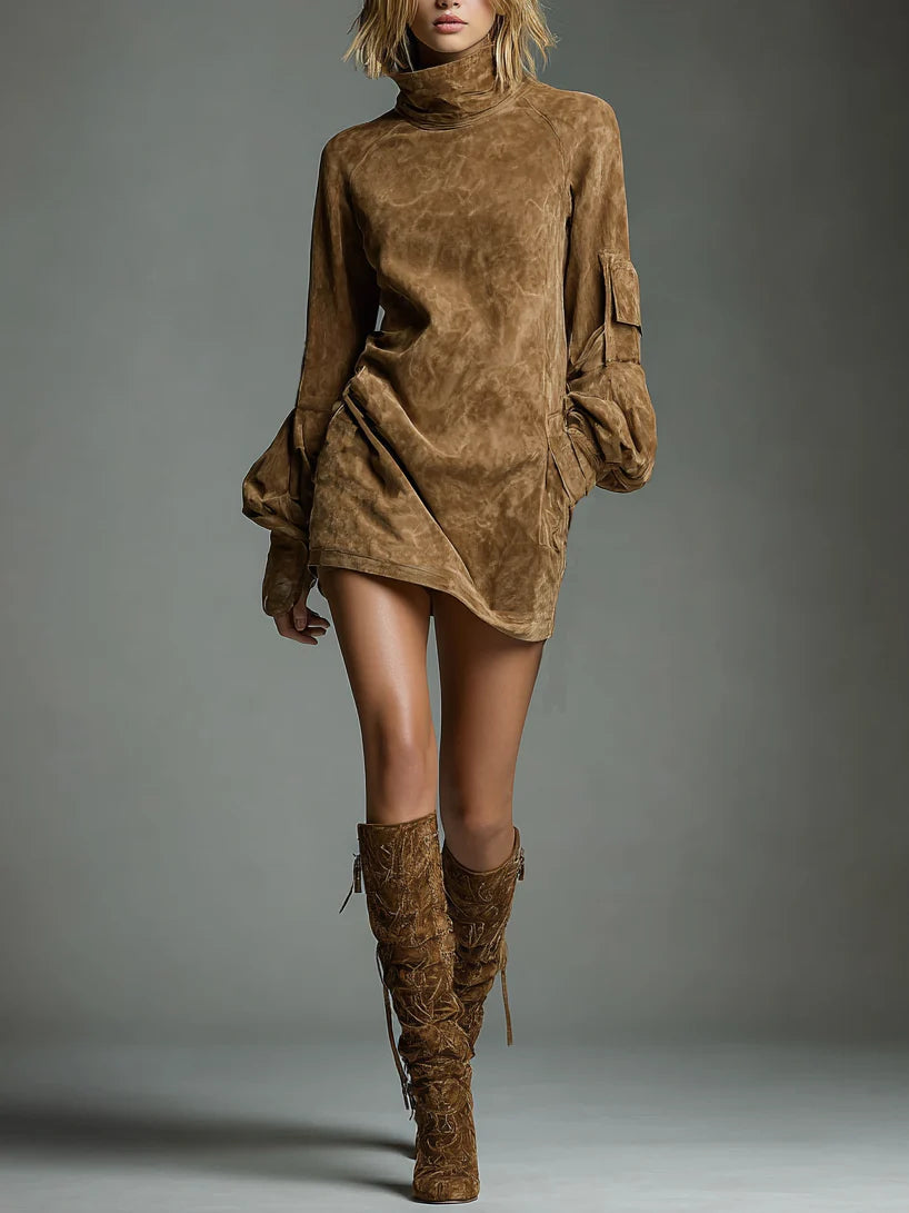 Elara | Mini Abito Oversize Morbido con Collo Alto