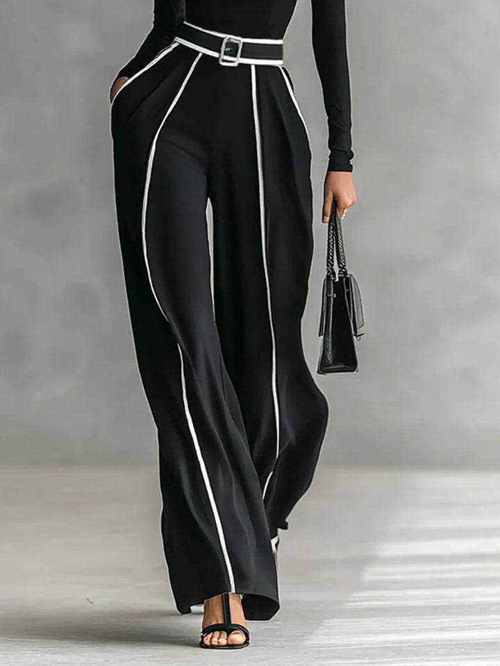 Viora | Set Elegante con Collo Alto e Pantaloni Ampi