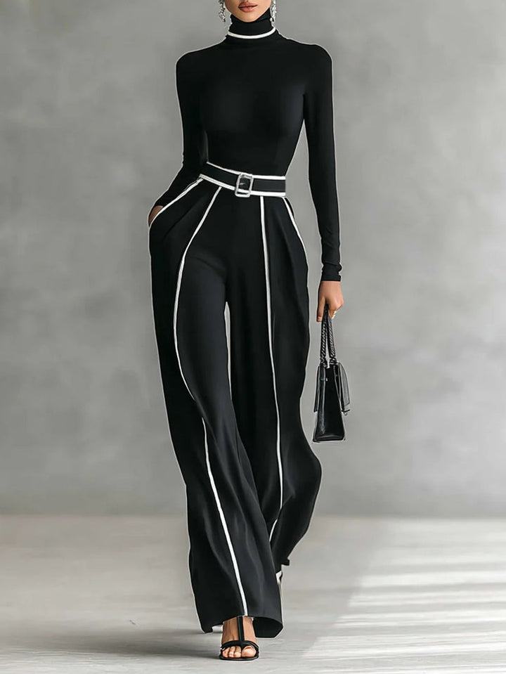 Viora | Set Elegante con Collo Alto e Pantaloni Ampi