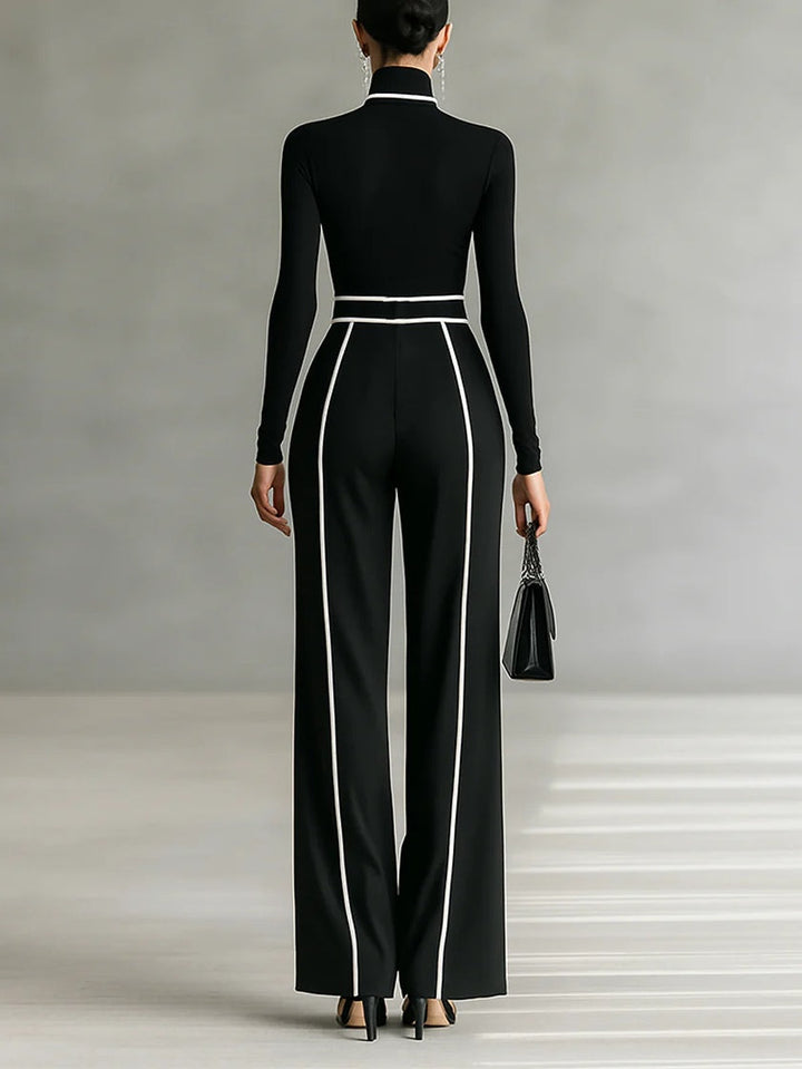 Viora | Set Elegante con Collo Alto e Pantaloni Ampi