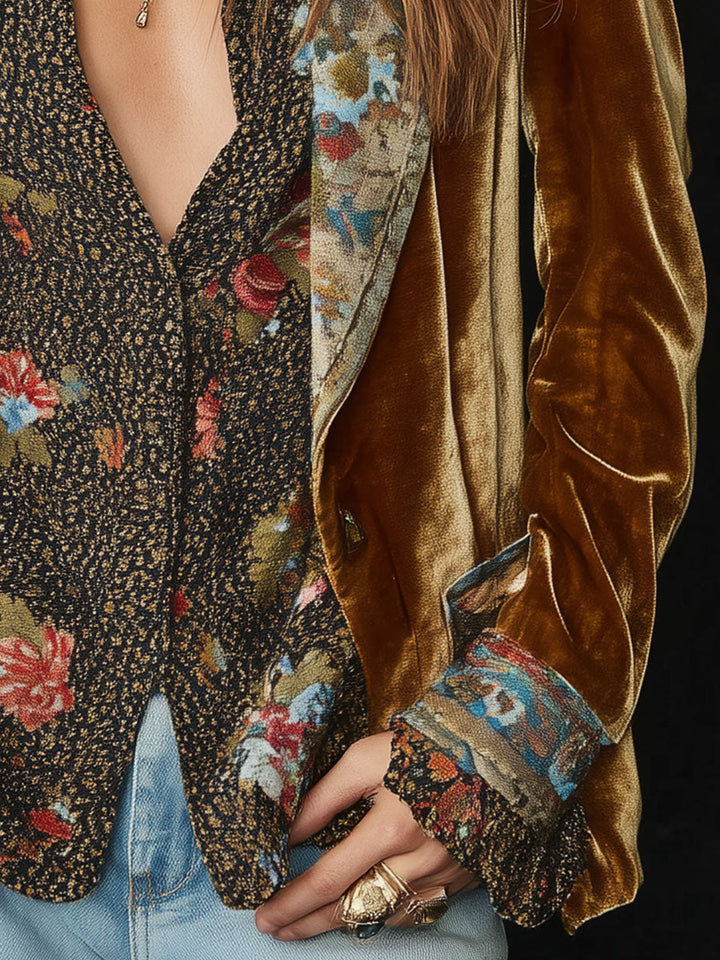 Nerina | Blazer Patchwork Stampa Floreale Vintage
