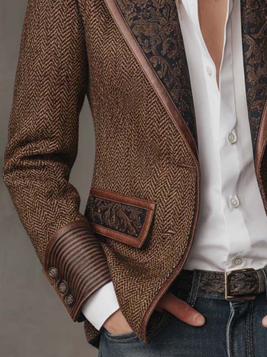 Siena | Blazer da donna a spina di pesce con pannelli stampati