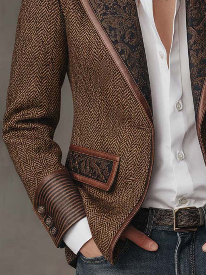 Siena | Blazer da donna a spina di pesce con pannelli stampati