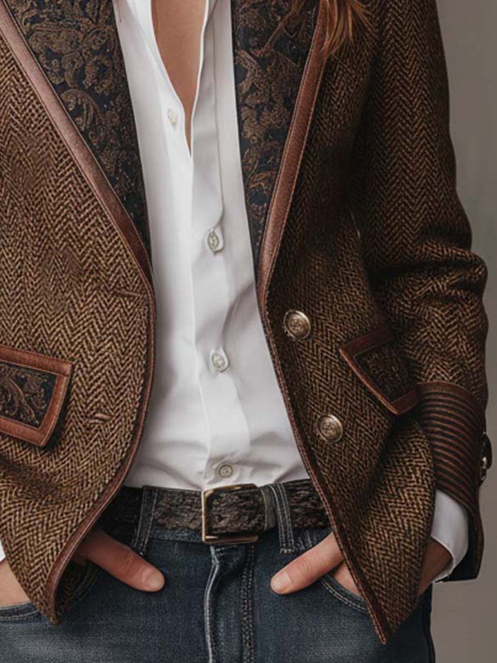 Siena | Blazer con Inserti a Chevron Stampati