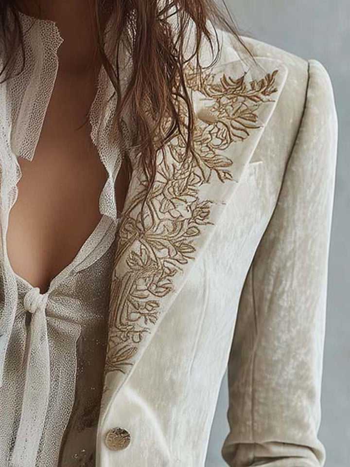 Adela | Blazer Tailleur Ricamato Avorio