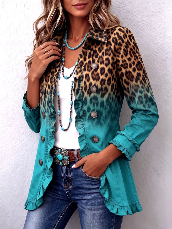 Aurea | Blazer Leopardato Sfumato con Volant