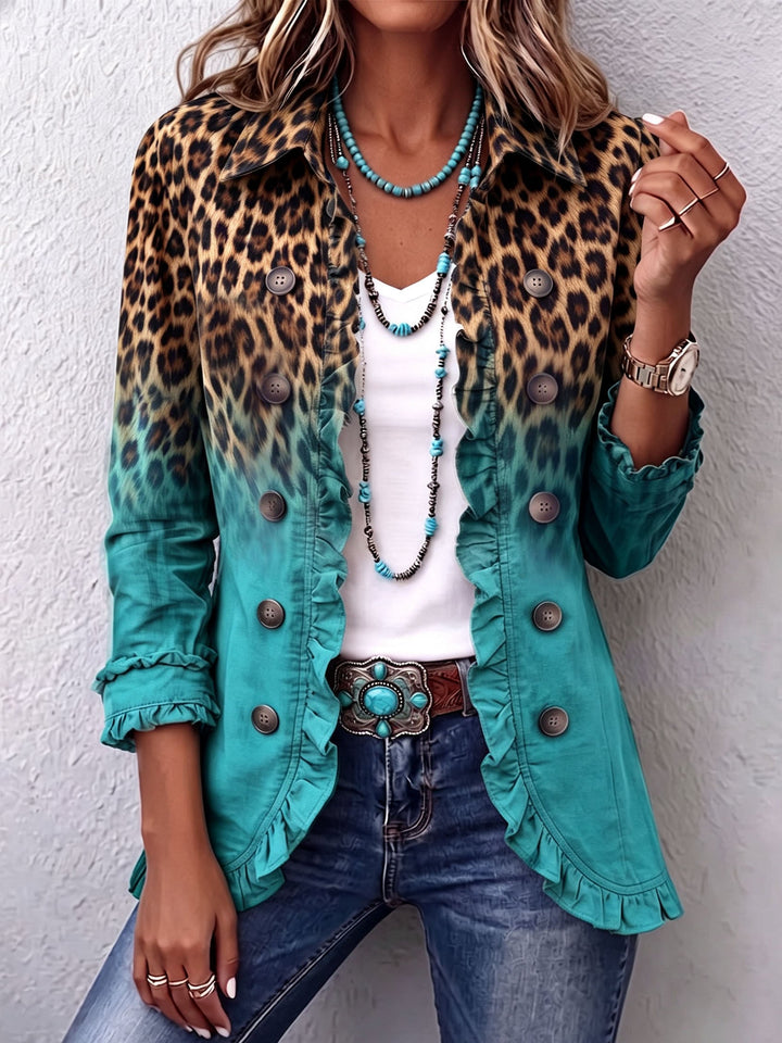 Aurea | Blazer Leopardato Sfumato con Volant