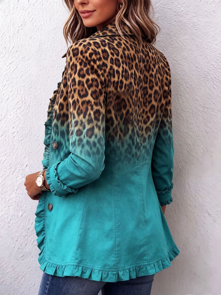 Aurea | Blazer Leopardato Sfumato con Volant